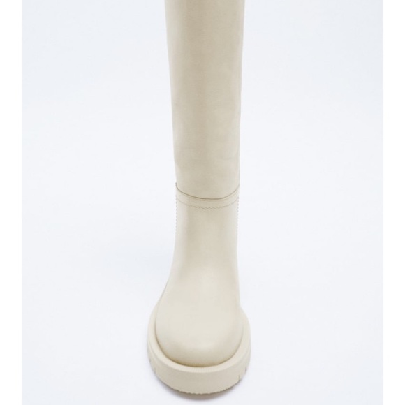 Zara FLAT LEATHER KNEE HIGH BOOTS Size 39 - Picture 5 of 6